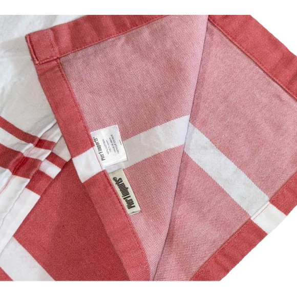 Pier 1 Imports Cotton Cloth Shower Curtain Red Pink White Stripe Bathroom 72x70 - Picture 2 of 4